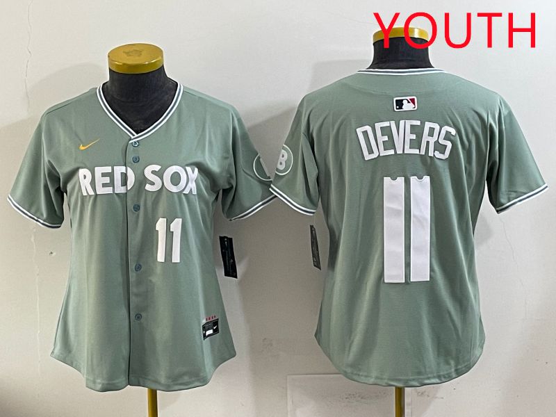 Youth 2025 Boston Red Sox #11 Devers Light Green Joint Name Nike MLB Jersey style 18
